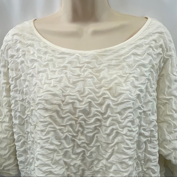 Forever 21 Satin White Crinkled Scoop Neck Top L/G - Picture 4 of 15